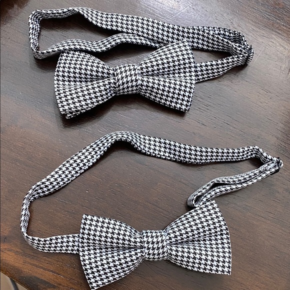 Classic Black and White Houndstooth Bow Tie Set - Picture 1 of 1